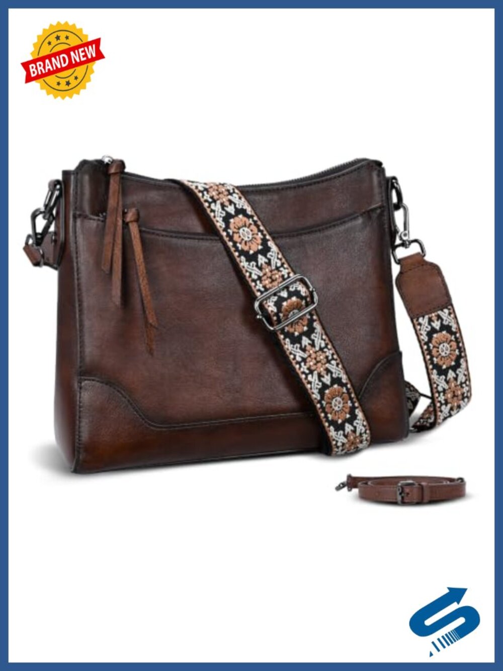 Genuine Leather Crossbody Shoulder Bag Everyday Purse